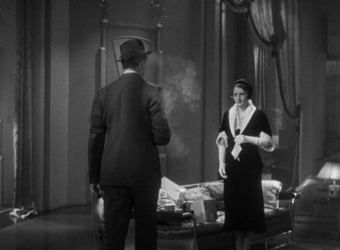 Hornsby making his threats. Again, back to the audience; Capra actually has him sitting in a way so that for part of the scene where Florence is in her apartment, unaware of her presence, we have the same perspective as him. The actor for Hornsby, Hardy, is excellent in this picture, making the man despicable but not cartoonish. He's vile through and through, but stays true to life at the same time.