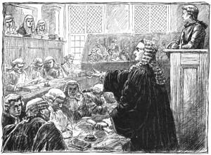 An imagined version of the Zenger trial. From Wikipedia.