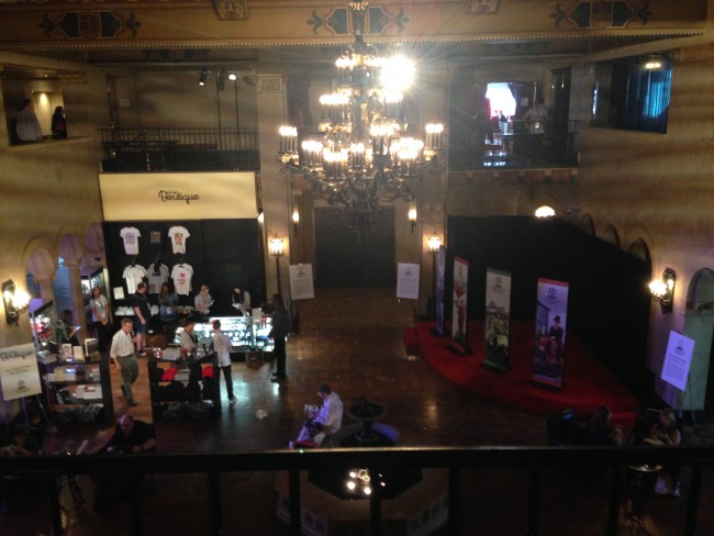 The Roosevelt Hotel's lobby area from the balcony. The TCM Boutique sells festival related items such as books by appearing stars, mugs, magnets, and t-shirts. No bobble headed Robert Osbornes, though. 